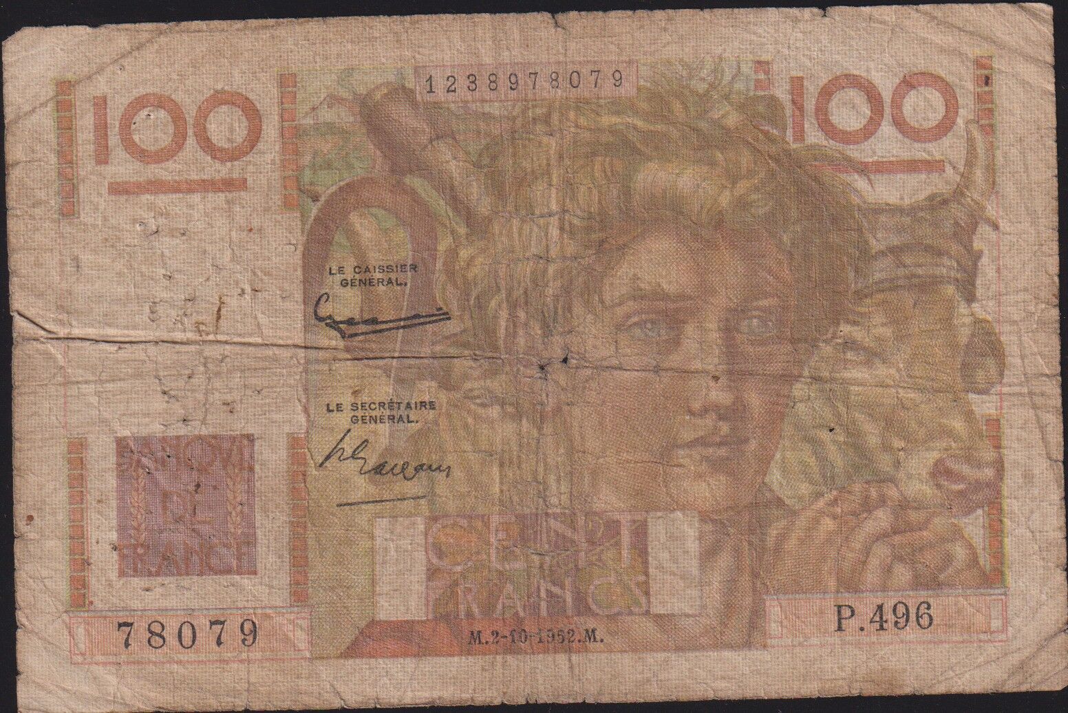 Fransa 100 Frank 1952 Temiz