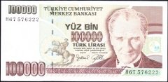 7.Emisyon 3.Tertip 100000 Lira H67 576222 Çil