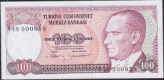 7.Emisyon 1.Tertip 100 Lira A48 500858 Çil