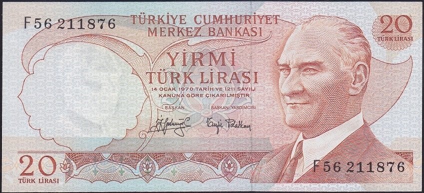 6.EMİSYON 3.TERTİP 20 LİRA F56 211876 ÇİLALTI