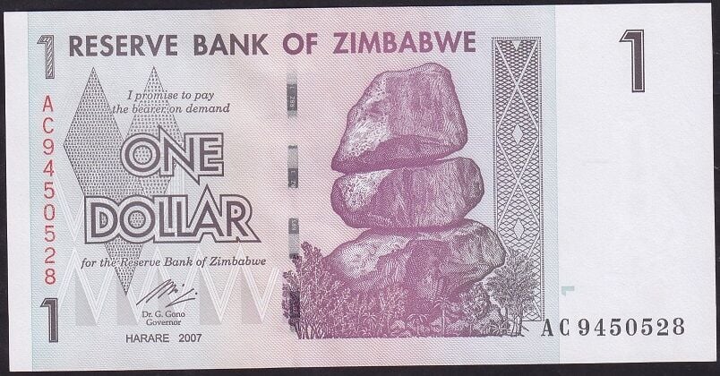 Zimbabwe 1 Dolar 2007 Çilaltı Çil Pick 65 AC