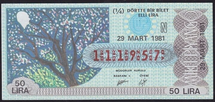 1981 29 Mart Çeyrek Bilet - N Serisi