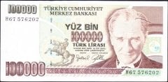 7.Emisyon 3.Tertip 100000 Lira H67 576202 Çilaltı Çil