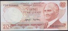 6.EMİSYON 3.TERTİP 20 LİRA F55 008989 ÇİLALTI
