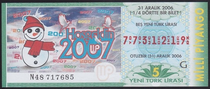 2006 31 ARALIK ÇEYREK BİLET G SERİSİ