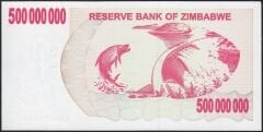 Zimbabwe 500000000 Dolar 2008 Çilaltı  Çil AB - Pick 60