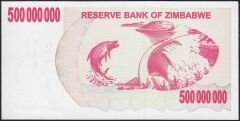 Zimbabwe 500000000 Dolar 2008 Çilaltı  Çil AB - Pick 60