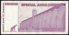 Zimbabwe 5000000000 Dolar 2008 Çok Çok Temiz Pick 61