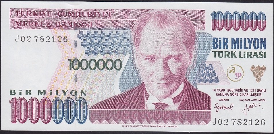 7.Emisyon 2.Tertip 1000000 Lira J02 7821** Çil