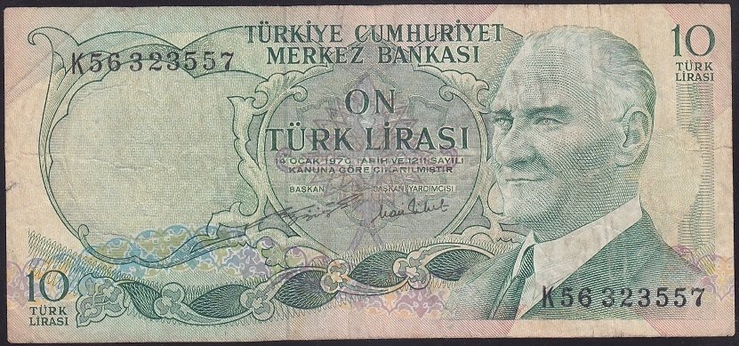 6.EMİSYON 2.TERTİP 10 LİRA K56 323557 ÇOK TEMİZ