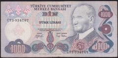 6.Emisyon 2.Tertip 1000 Lira C73 034767 Çok Temiz
