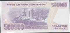 7.Emisyon 4.Tertip 500000 Lira J35 621133 Çilaltı Çil ( bandrol baskı izleri var )