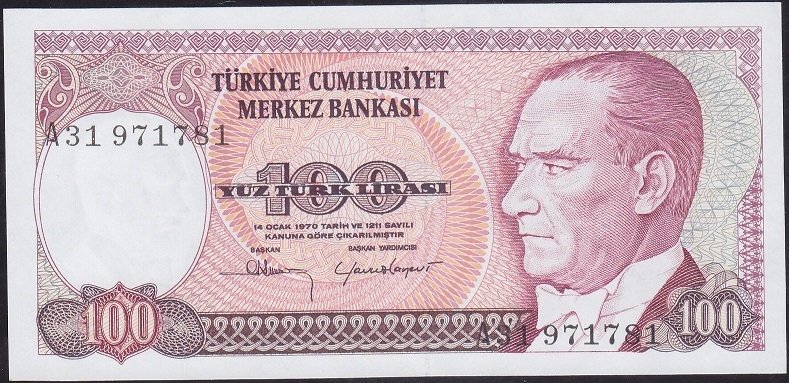 7.Emisyon 1.Tertip 100 Lira A31 971781 Çilaltı Çil