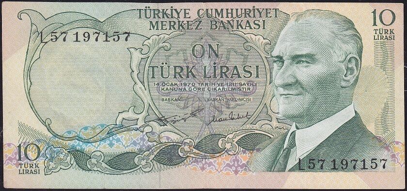 6.Emisyon 2.Tertip 10 Lira L57 197157 Çok Temiz+