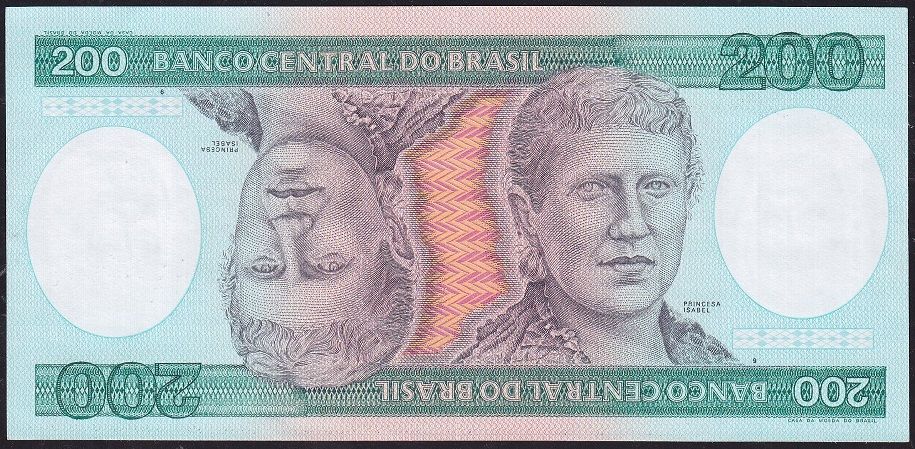 Brezilya 200 Cruzeiros 1981 Çilaltı Çil ( Kulakta kırık var ) Pick 199b