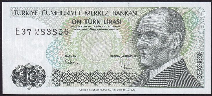 7.Emisyon 2.Tertip 10 Lira E37 283856 Çil