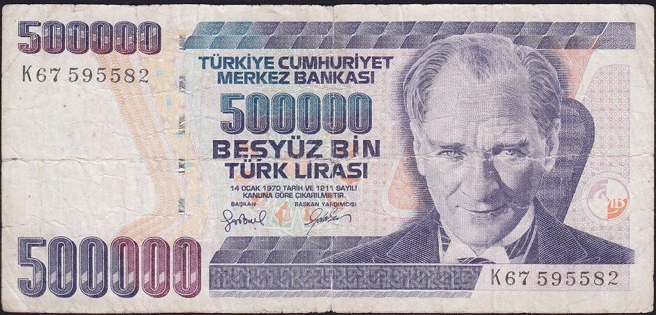 7.Emisyon 4.Tertip 500000 Lira K67 595582 Temiz