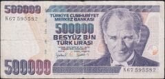 7.Emisyon 4.Tertip 500000 Lira K67 595582 Temiz
