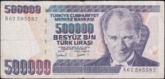 7.Emisyon 4.Tertip 500000 Lira K67 595582 Temiz