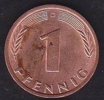 Almanya 1 Pfennig 1980 D