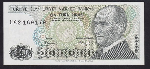 7.EMİSYON 1.TERTİP 10 LİRA C62 169179 ÇİLALTI