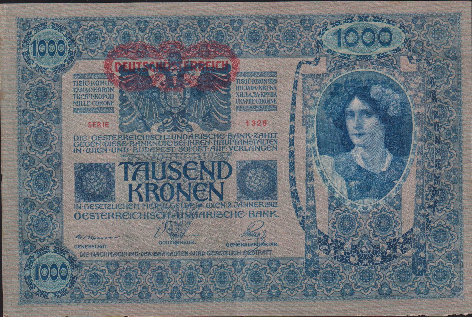 Avusturya Macaristan 1000 Korona 1902 (Ezer) Çok Çok Temiz+