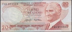 6.EMİSYON 3.TERTİP 20 LİRA F41 973569 ÇOK TEMİZ +