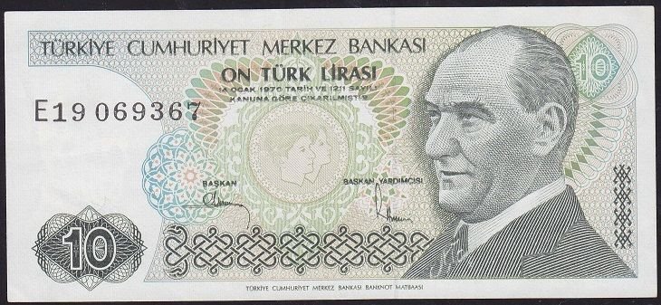 7.Emisyon 2.Tertip 10 Lira E19 069367 Ççt Çilaltı
