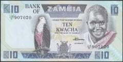 Zambia 10 Kwacha 1980 - 1988 Çilaltı Çil Pick 26e