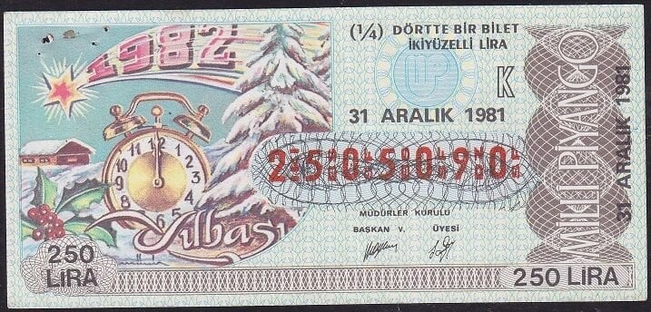 1981 31 Aralık Çeyrek Bilet - K Serisi