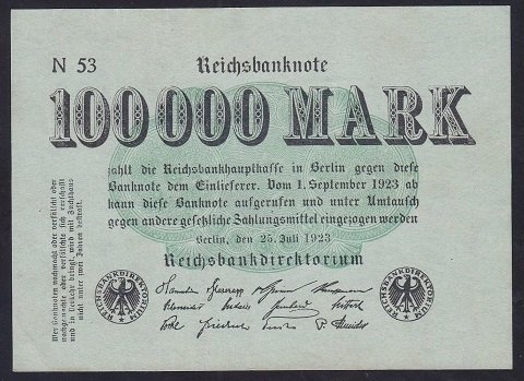ALMANYA 100,000 MARK 1923 ÇİLALTI ÇİL