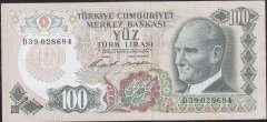 6.Emisyon 1.Tertip 100 Lira D39 028684 Çilaltı