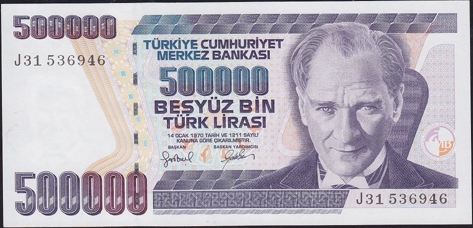 7.Emisyon 4.Tertip 500000 Lira J31 536946 Çil