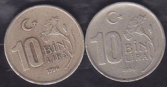 1996 YILI 10 BİN LİRA - BÜYÜK KÜÇÜK RAKAM TAKIM
