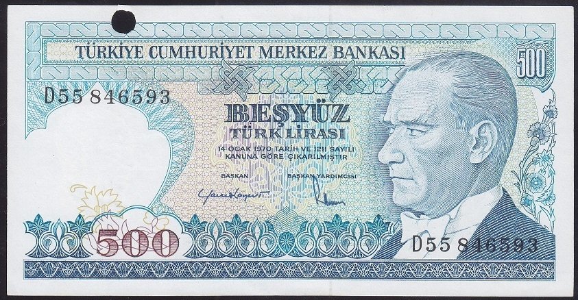 7.EMİSYON 2.TERTİP 500 LİRA D55 846593 AÇIKLAMAYI OKUYUNUZ