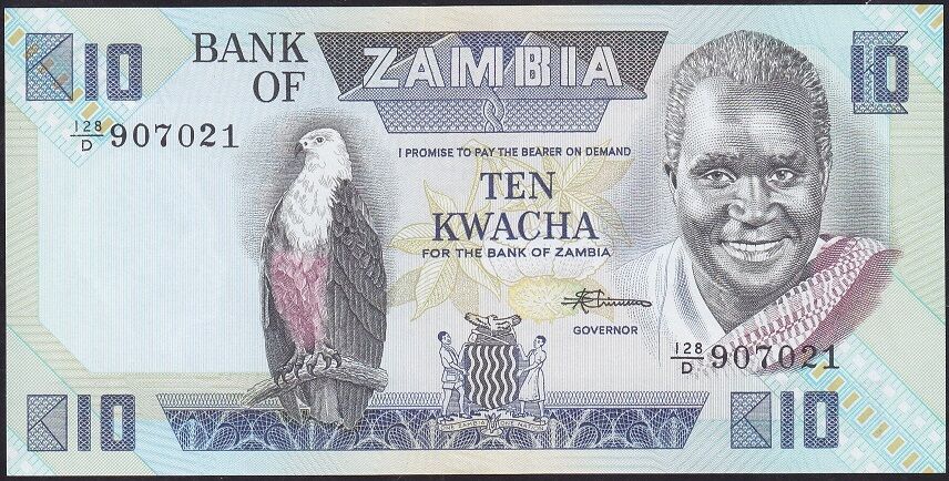 Zambia 10 Kwacha 1980 - 1988 Çilaltı Çil Pick 26e