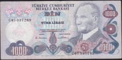 6.Emisyon 1.Tertip 1000 Lira C40 037289 Çok Temiz