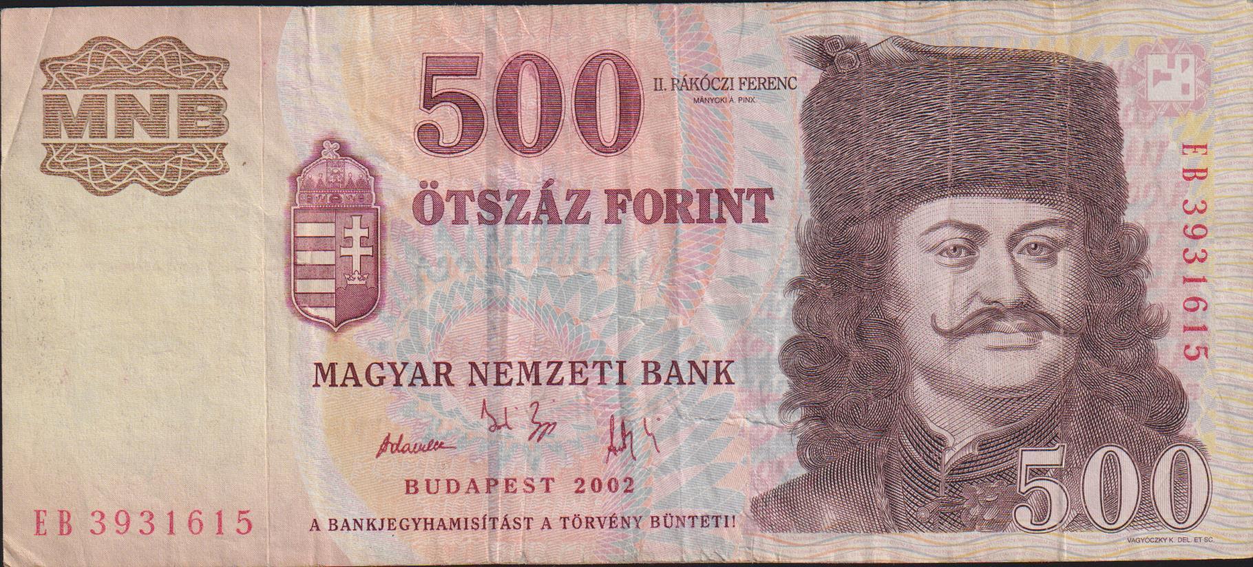 Macaristan 500 Forint 2002 Çok Temiz