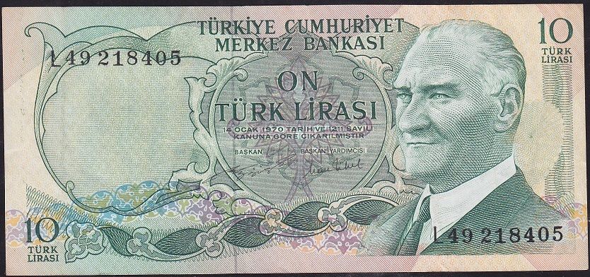 6.Emisyon 2.Tertip 10 Lira L49 218405 Çok Temiz+