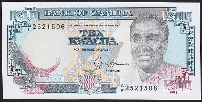 Zambia 10 Kwacha 1989 Çil Pick 31b