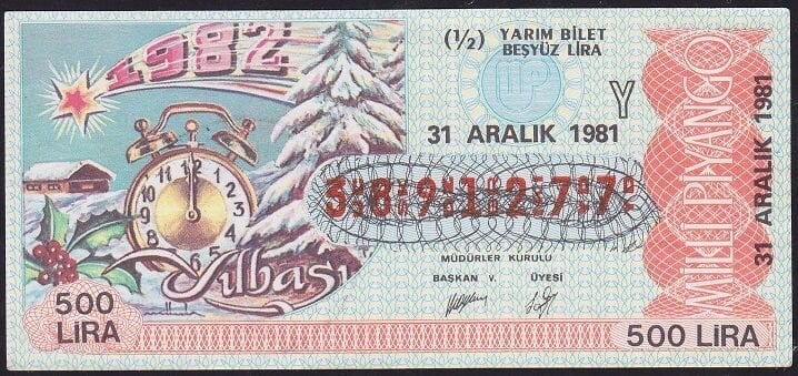 1981 31 Aralık Yarım Bilet - Y Serisi