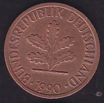 Almanya 1 Pfennig 1990 F