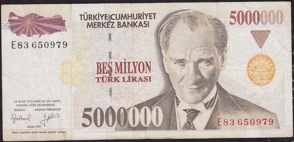 7.Emisyon 5 000 000 Lira E83 650979 Çok Temiz