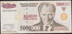 7.Emisyon 5 000 000 Lira E83 650979 Çok Temiz