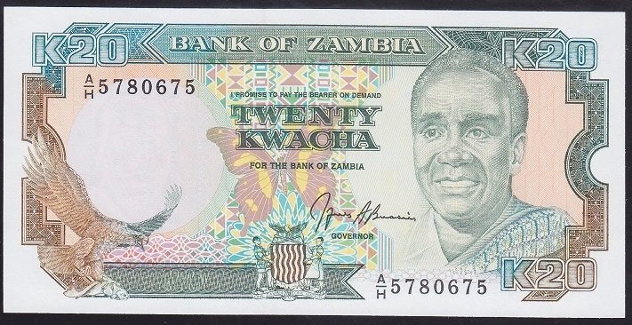 Zambia 20 Kwacha 1989 Çil Pick 32b