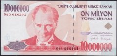 7.EMİSYON 10 000 000 LİRA G83 616161 ÇİL eski para mezat