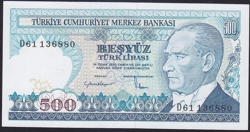 7.EMİSYON 2.TERTİP 500 LİRA D61 136880 ÇİL
