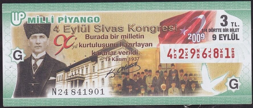 2009 9 Eylül Çeyrek Bilet - G Serisi