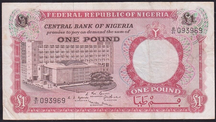 Nijerya 1 Pound 1967 Çok Temiz+ Pick 8