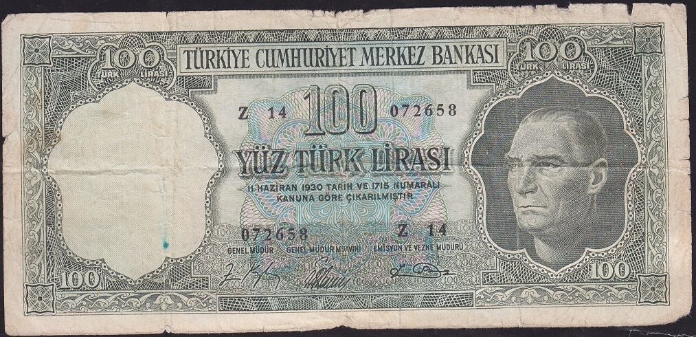 5.Emisyon 5.Tertip 100 Lira Z14 072658 Temiz